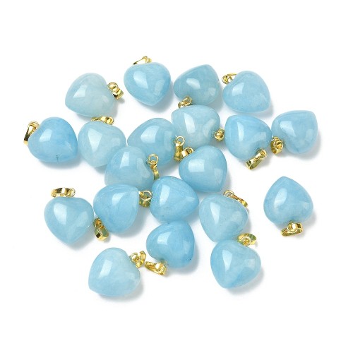 ZKA120 Zawieszka serce 15x18mm wisior z kamieniem naturalnym akwamarynem