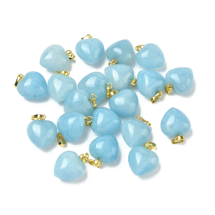 ZKA120 Zawieszka serce 15x18mm wisior z kamieniem naturalnym akwamarynem