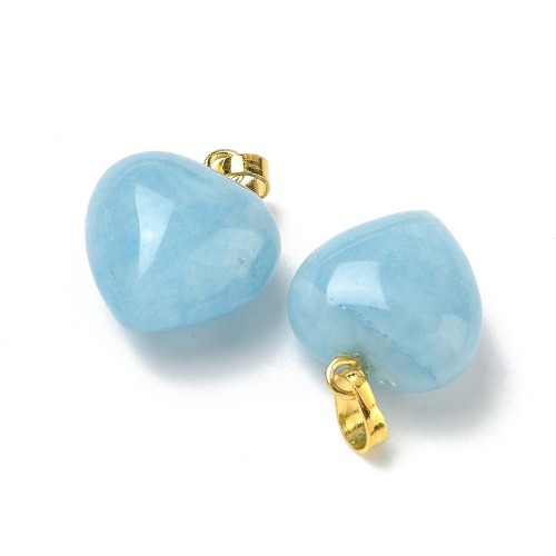 ZKA120 Zawieszka serce 15x18mm wisior z kamieniem naturalnym akwamarynem