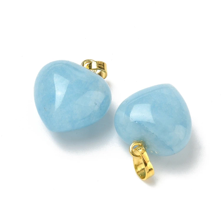 ZKA120 Zawieszka serce 15x18mm wisior z kamieniem naturalnym akwamarynem