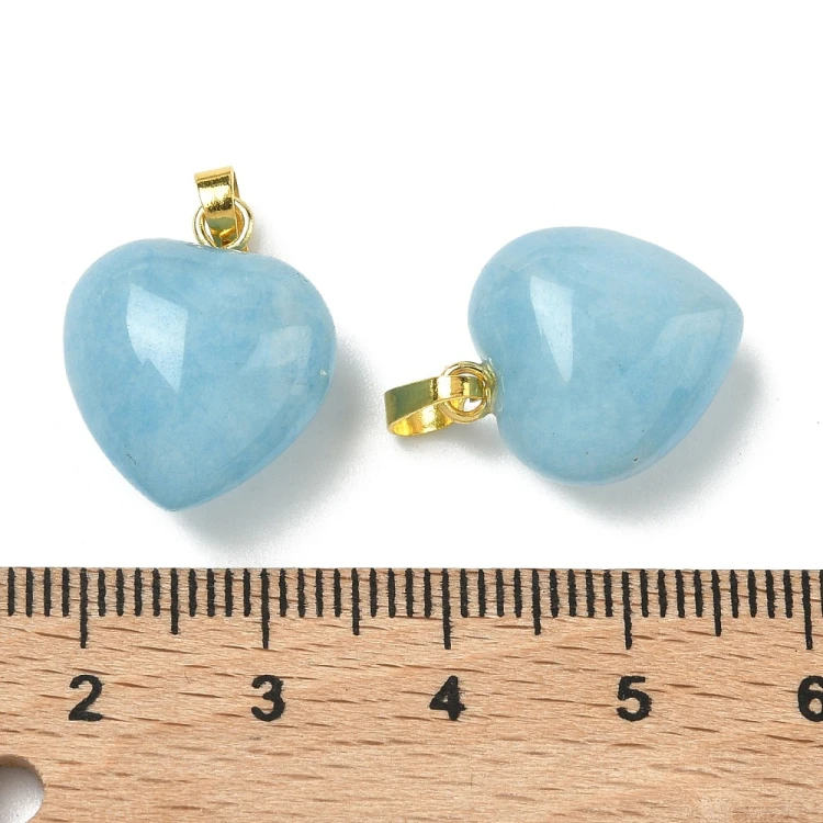 ZKA120 Zawieszka serce 15x18mm wisior z kamieniem naturalnym akwamarynem