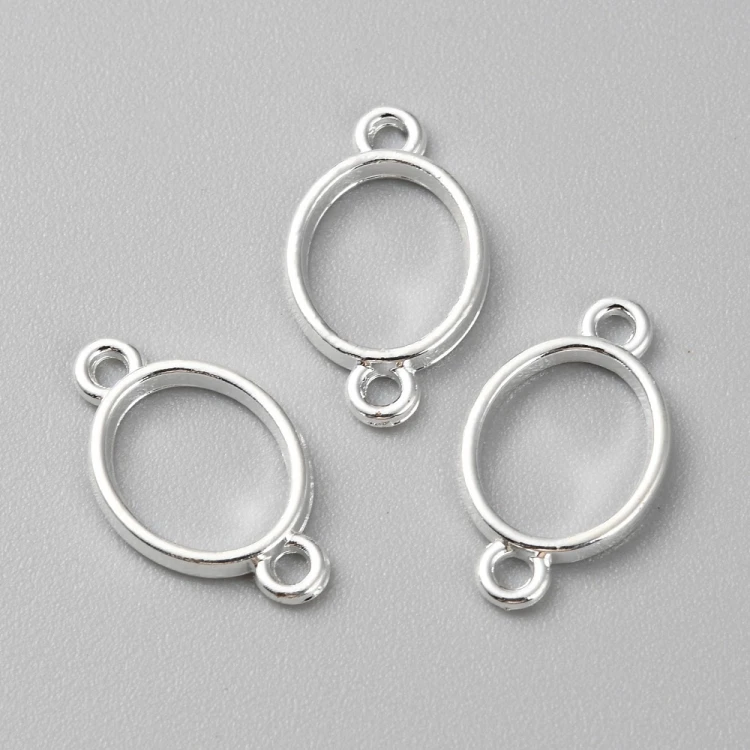 BEZ509 Zawieszka ramka do żywicy łącznik 18x10mm srebrna