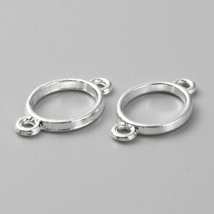 BEZ509 Zawieszka ramka do żywicy łącznik 18x10mm srebrna