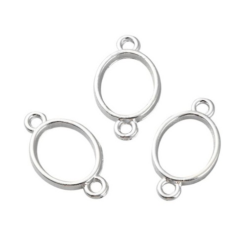 BEZ509 Zawieszka ramka do żywicy łącznik 18x10mm srebrna