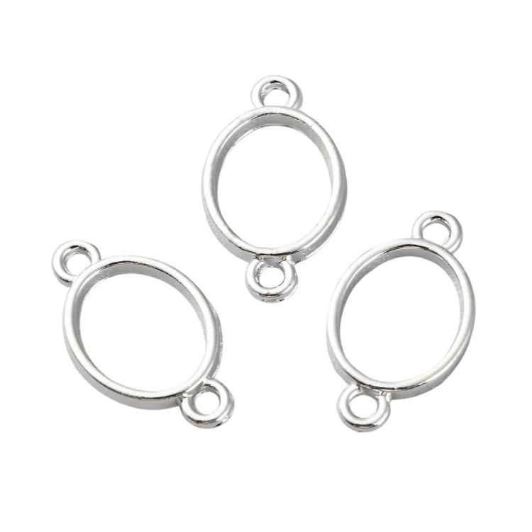 BEZ509 Zawieszka ramka do żywicy łącznik 18x10mm srebrna