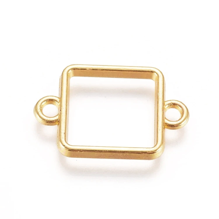 BEZ513 Zawieszka ramka do żywicy łącznik kwadrat 17x12mm złota 2szt