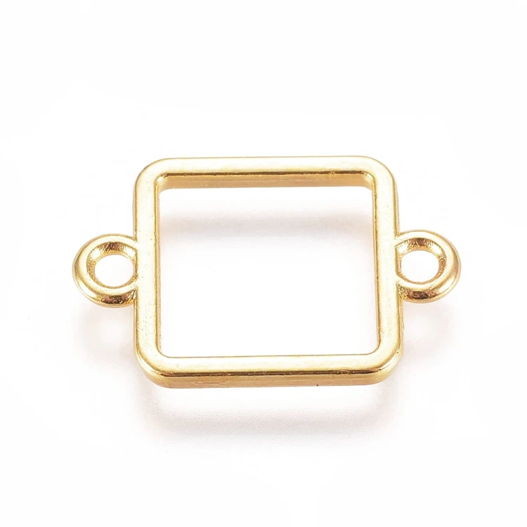 BEZ513 Zawieszka ramka do żywicy łącznik kwadrat 17x12mm złota 2szt