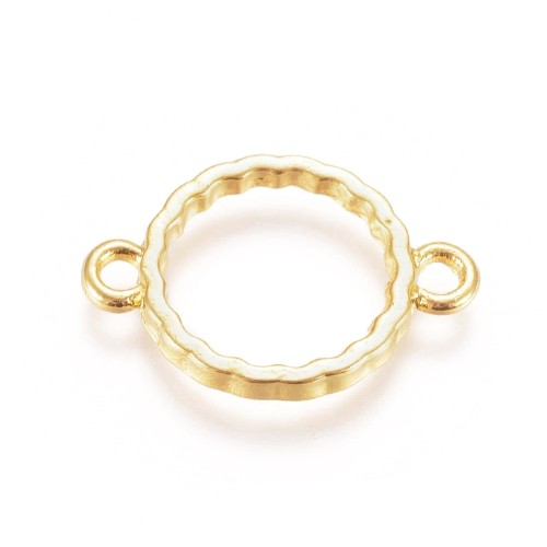 BEZ514 Zawieszka ramka do żywicy łącznik okrągła 18x12mm złota 2szt