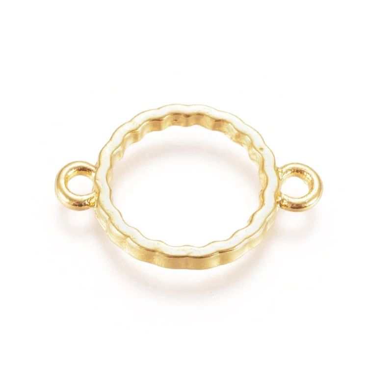 BEZ514 Zawieszka ramka do żywicy łącznik okrągła 18x12mm złota 2szt