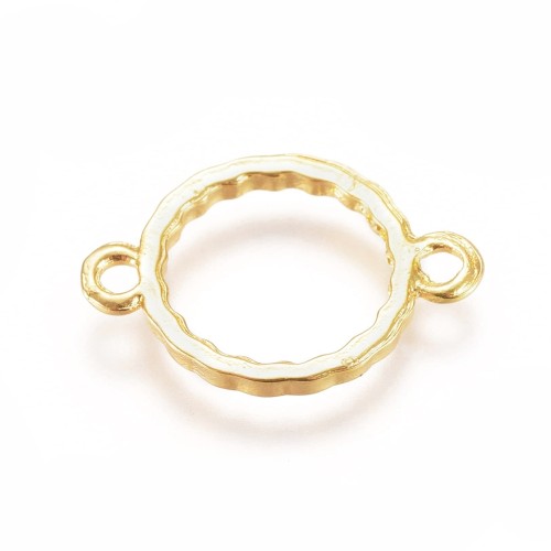 BEZ514 Zawieszka ramka do żywicy łącznik okrągła 18x12mm złota 2szt