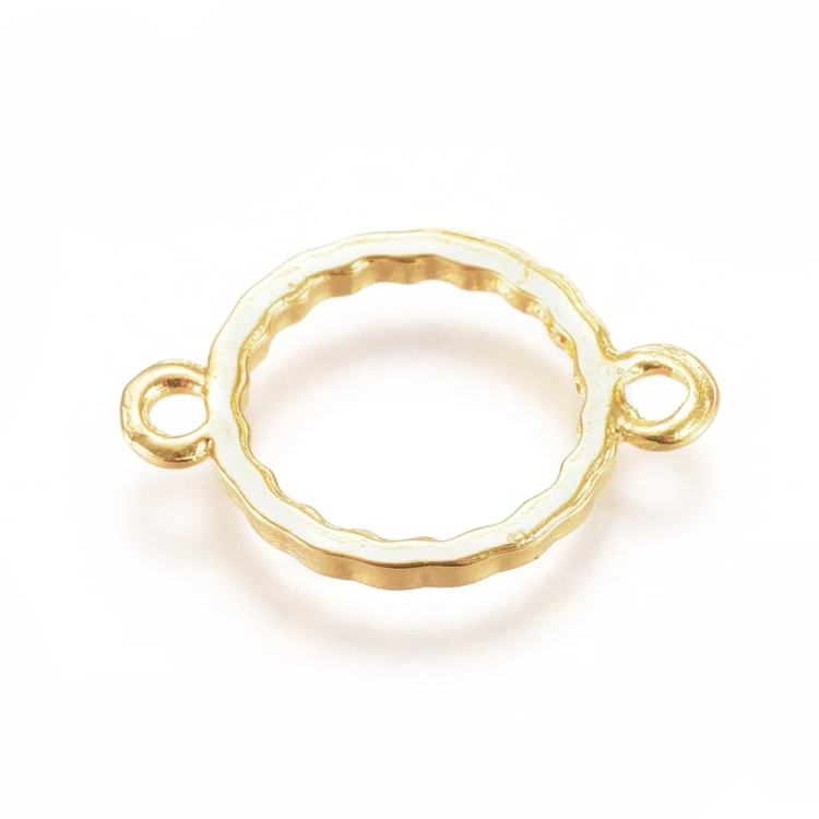 BEZ514 Zawieszka ramka do żywicy łącznik okrągła 18x12mm złota 2szt