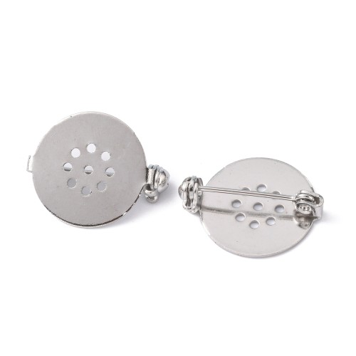 BBR61 Baza zapięcie do broszki broszka 18mm mosiężna- platynowa
