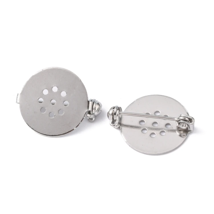 BBR61 Baza zapięcie do broszki broszka 18mm mosiężna- platynowa