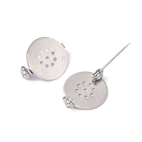 BBR61 Baza zapięcie do broszki broszka 18mm mosiężna- platynowa