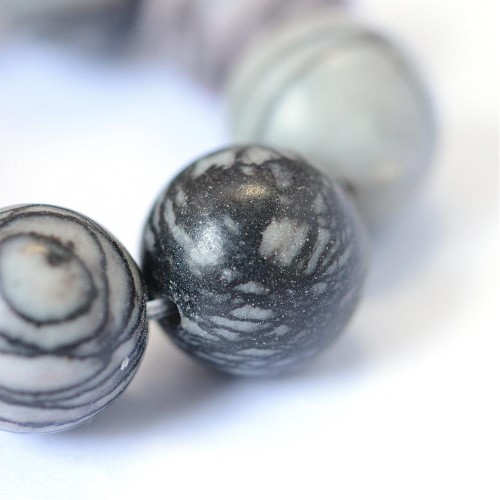 JAS100 Jaspis czarny kamień naturalny koraliki kule 8mm sznur 45szt