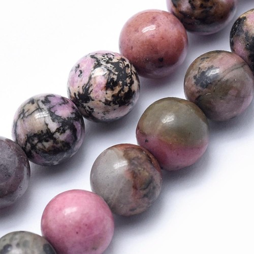 RD14 Rodonit kamień naturalny koraliki kule 6mm sznur 60szt