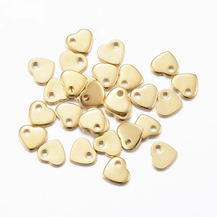 Zawieszka serce serduszko 6mm 5szt stal szlachetna złote 24K