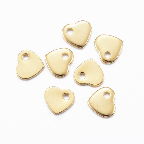 Zawieszka serce serduszko 6mm 5szt stal szlachetna złote 24K