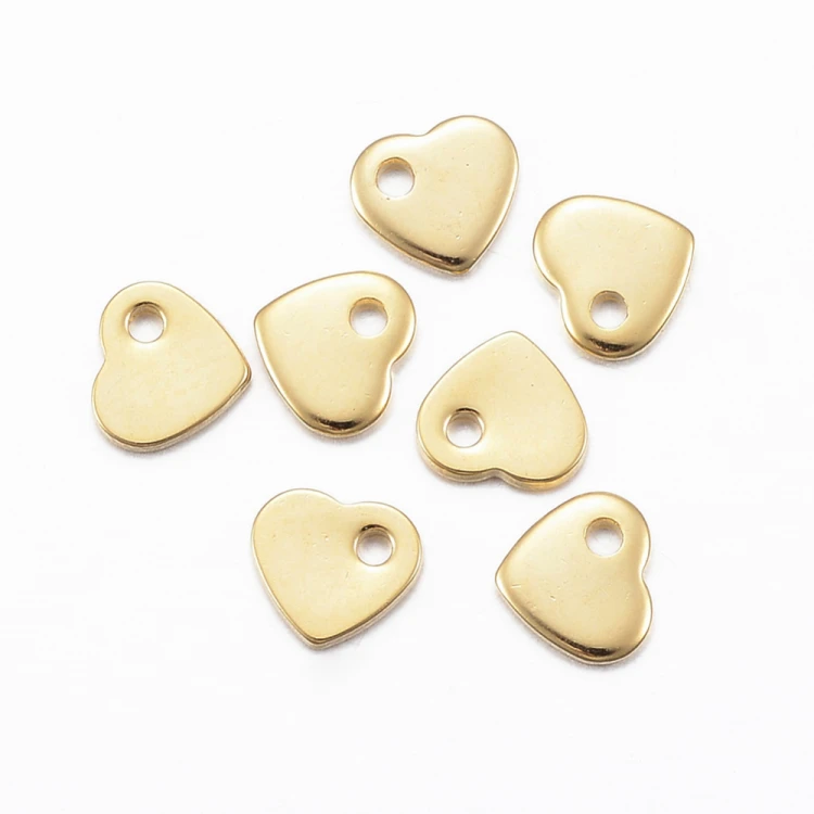 Zawieszka serce serduszko 6mm 5szt stal szlachetna złote 24K