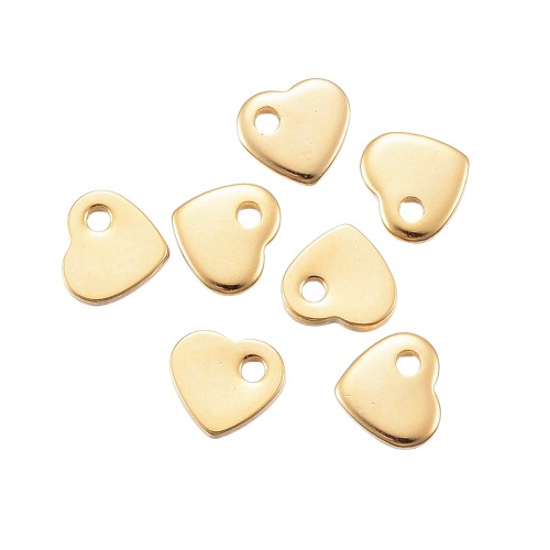 Zawieszka serce serduszko 6mm 5szt stal szlachetna złote 24K