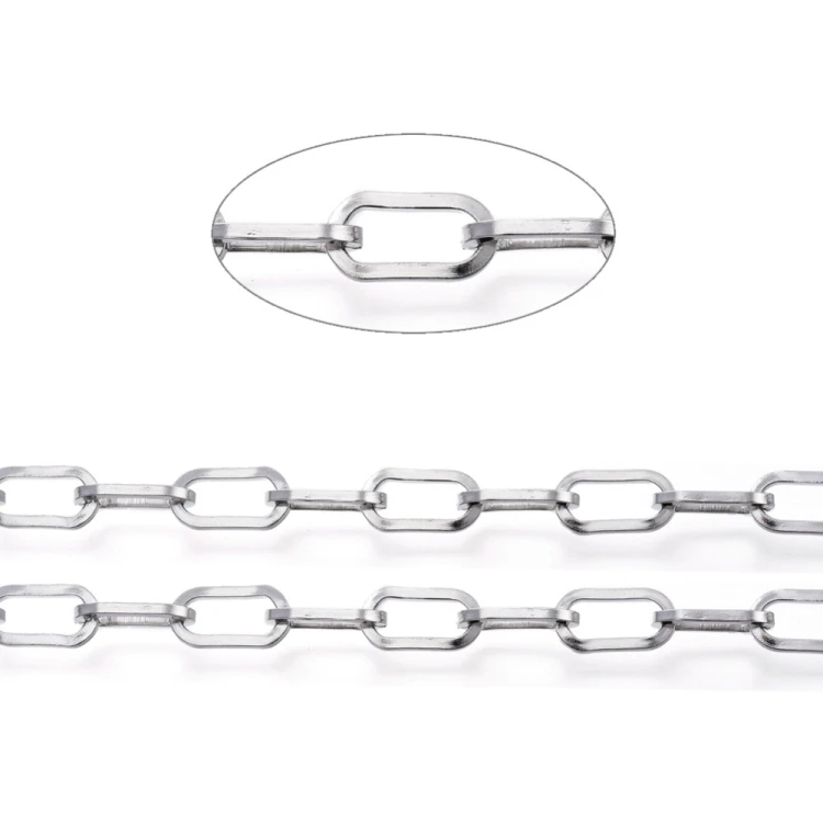LAN235 Łańcuszek spinacze paperclips 5x10mm długie ogniwa 1m stal nierdzewna