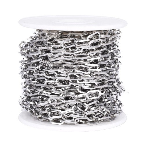 LAN235 Łańcuszek spinacze paperclips 5x10mm długie ogniwa 1m stal nierdzewna