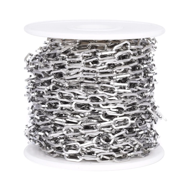 LAN235 Łańcuszek spinacze paperclips 5x10mm długie ogniwa 1m stal nierdzewna