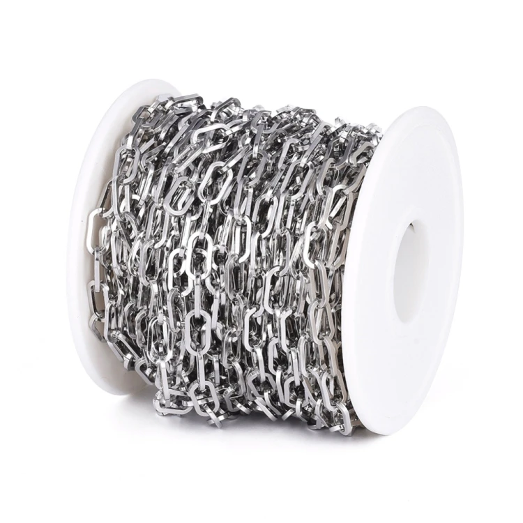 LAN235 Łańcuszek spinacze paperclips 5x10mm długie ogniwa 1m stal nierdzewna