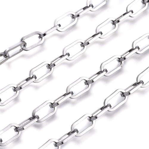 LAN235 Łańcuszek spinacze paperclips 5x10mm długie ogniwa 1m stal nierdzewna