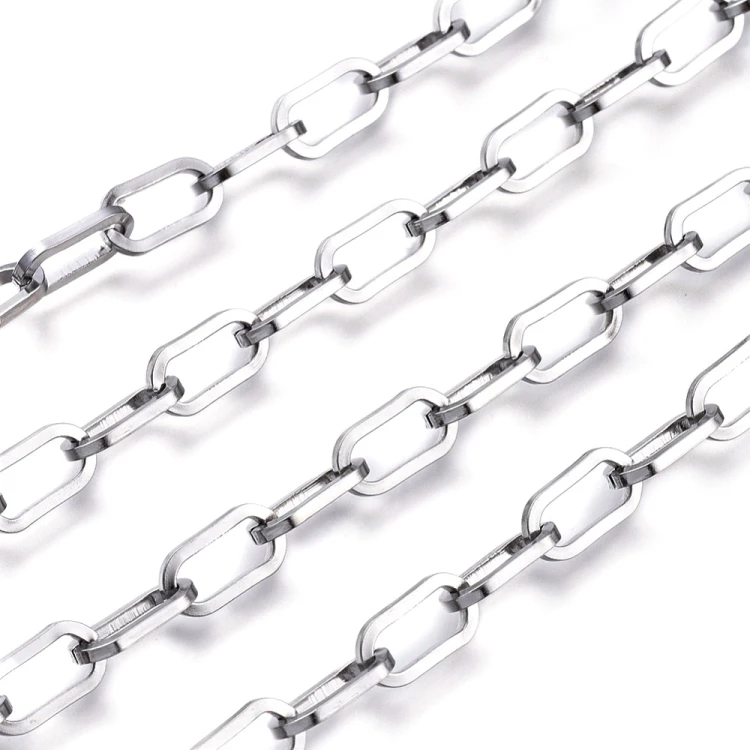 LAN235 Łańcuszek spinacze paperclips 5x10mm długie ogniwa 1m stal nierdzewna