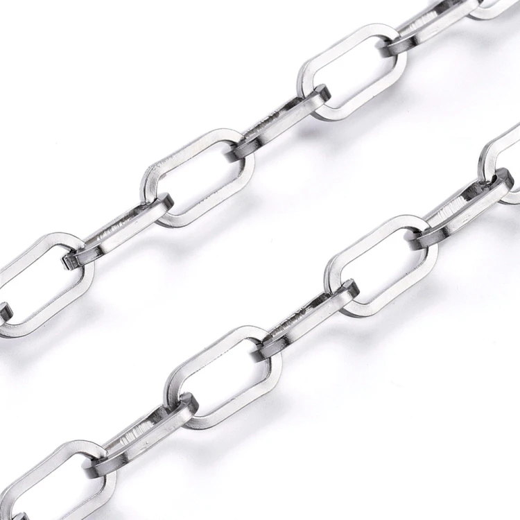 LAN235 Łańcuszek spinacze paperclips 5x10mm długie ogniwa 1m stal nierdzewna