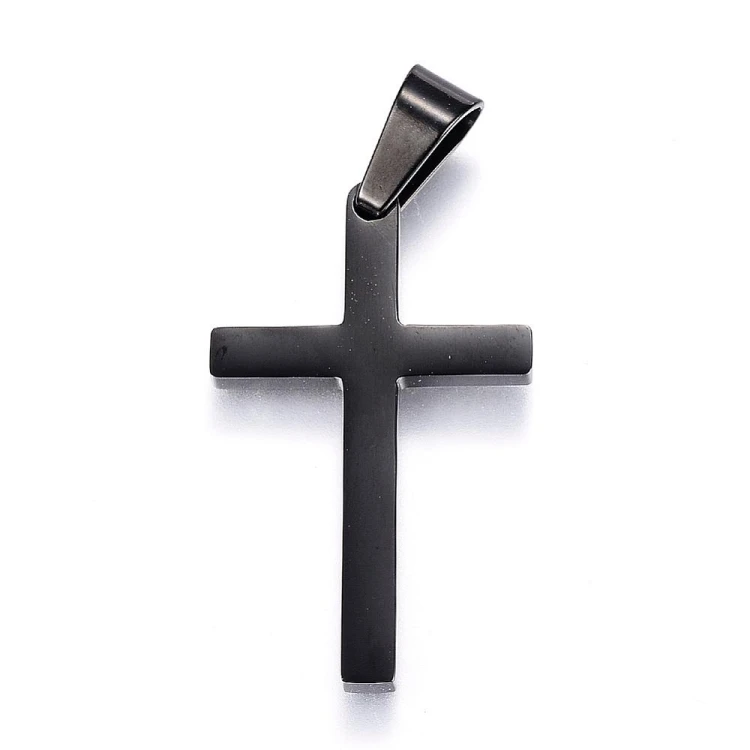ZSS438 Zawieszka do biżuterii krzyż krzyżyk 20x32mm stal nierdzewna - czarny