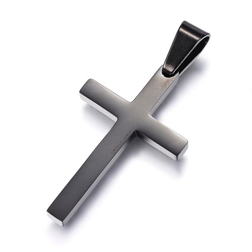 ZSS438 Zawieszka do biżuterii krzyż krzyżyk 20x32mm stal nierdzewna - czarny