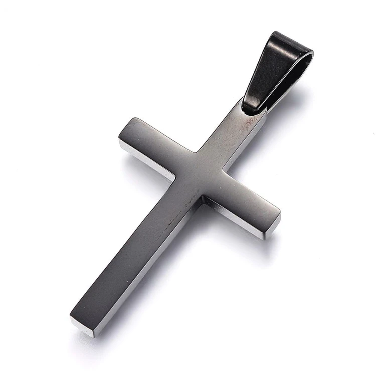 ZSS438 Zawieszka do biżuterii krzyż krzyżyk 20x32mm stal nierdzewna - czarny