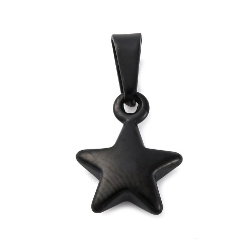 ZSS439 Zawieszka do biżuterii gwiazda gwiazdka 10x13mm stal nierdzewna IP czarna