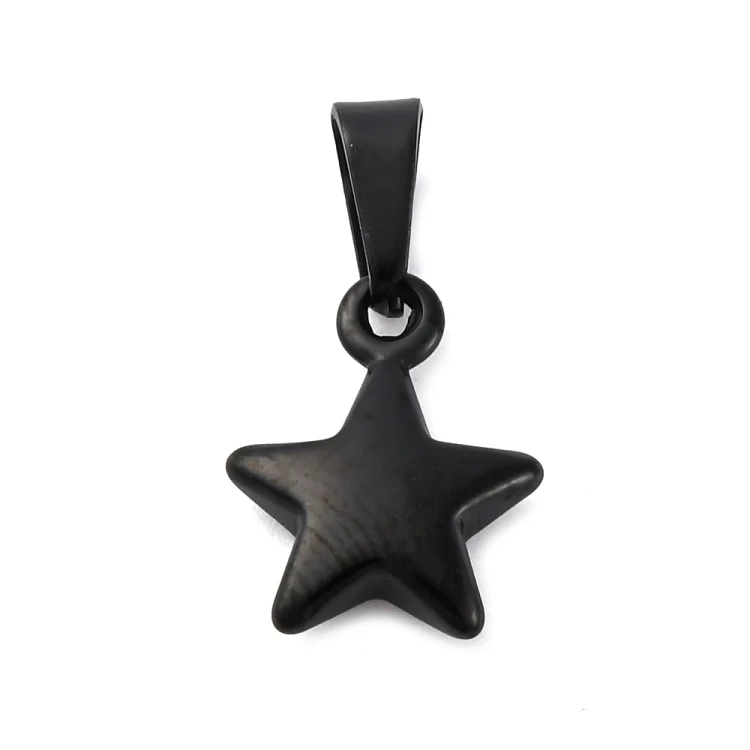 ZSS439 Zawieszka do biżuterii gwiazda gwiazdka 10x13mm stal nierdzewna IP czarna