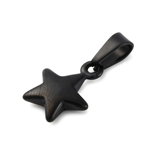 ZSS439 Zawieszka do biżuterii gwiazda gwiazdka 10x13mm stal nierdzewna IP czarna
