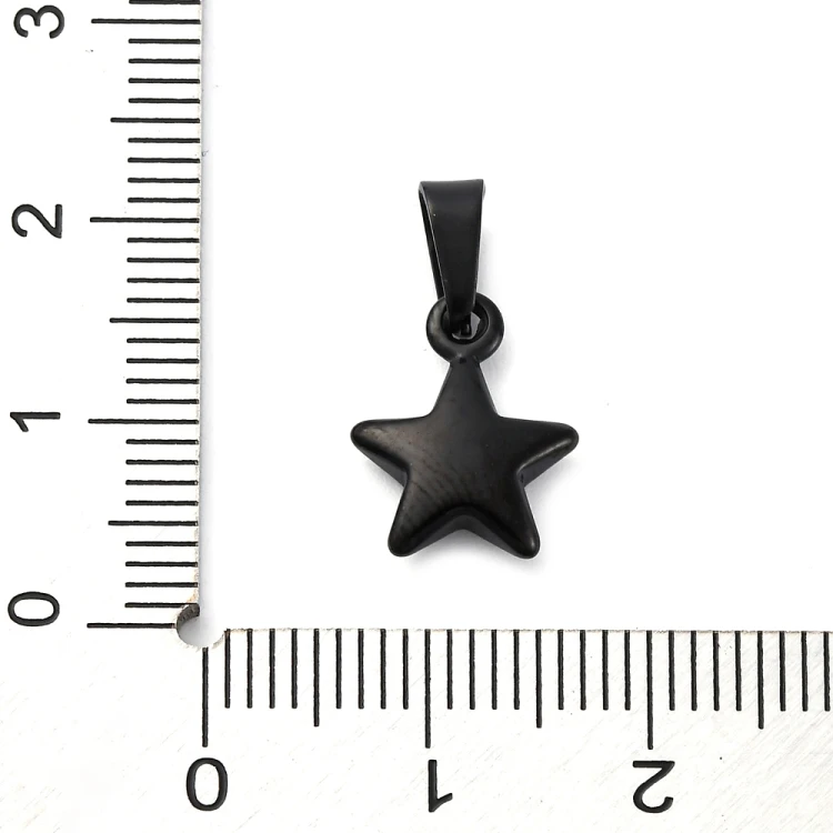 ZSS439 Zawieszka do biżuterii gwiazda gwiazdka 10x13mm stal nierdzewna IP czarna
