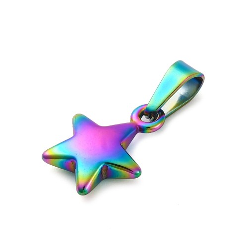 ZSS440 Zawieszka do biżuterii gwiazda gwiazdka 10x13mm stal nierdzewna IP tęczowa wielokolorowa