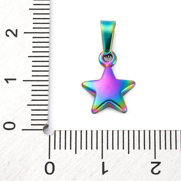 ZSS440 Zawieszka do biżuterii gwiazda gwiazdka 10x13mm stal nierdzewna IP tęczowa wielokolorowa