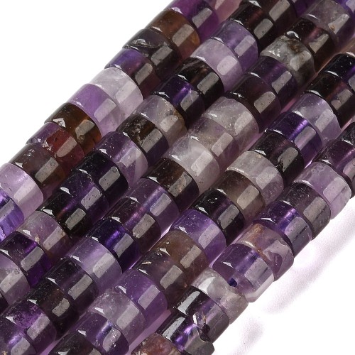 AM62 Ametyst kamień naturalny koraliki dyski heishi 6mm x 3,5mm sznur 114szt
