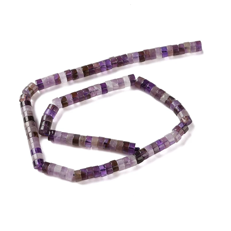 AM62 Ametyst kamień naturalny koraliki dyski heishi 6mm x 3,5mm sznur 114szt