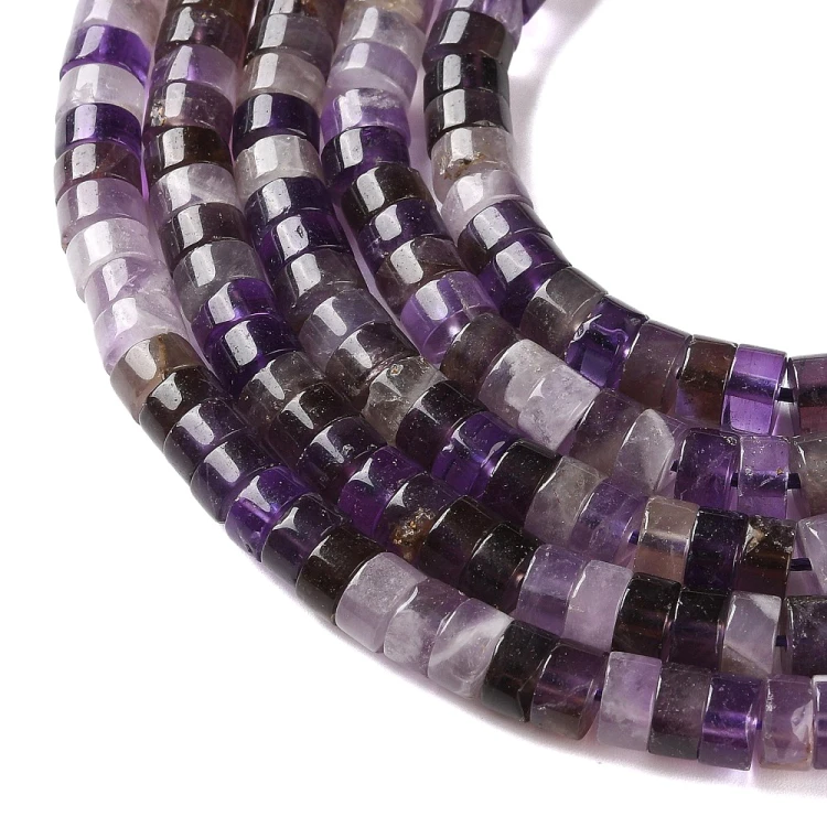 AM62 Ametyst kamień naturalny koraliki dyski heishi 6mm x 3,5mm sznur 114szt