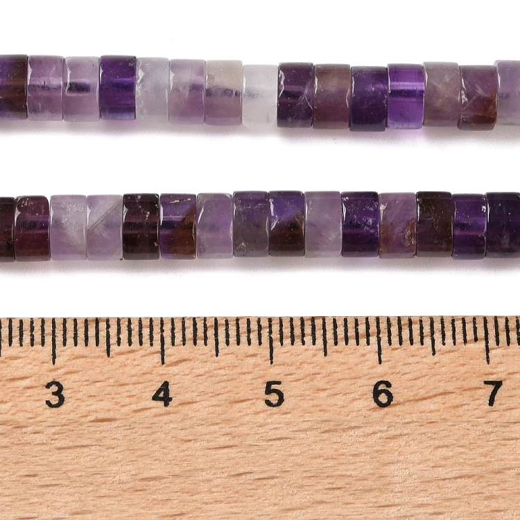 AM62 Ametyst kamień naturalny koraliki dyski heishi 6mm x 3,5mm sznur 114szt