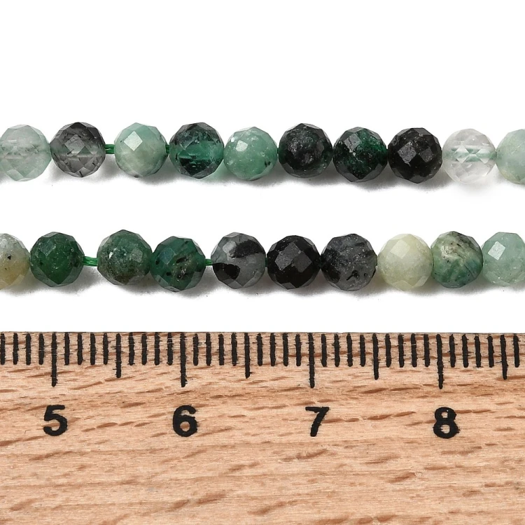 SZM16 Szmaragd kamień naturalny koraliki kule 4mm fasetowane 10szt.