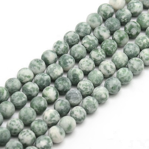JAS101 Jaspis Green Spot kamień naturalny koraliki kule 8mm matowe sznur 45szt.