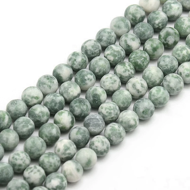 JAS101 Jaspis Green Spot kamień naturalny koraliki kule 8mm matowe sznur 45szt.