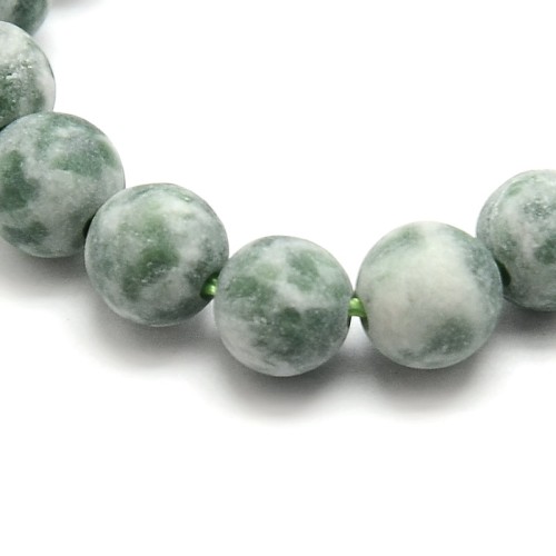 JAS101 Jaspis Green Spot kamień naturalny koraliki kule 8mm matowe sznur 45szt.