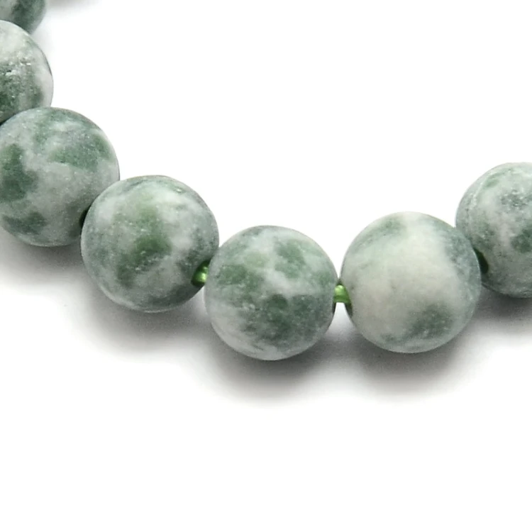 JAS101 Jaspis Green Spot kamień naturalny koraliki kule 8mm matowe sznur 45szt.