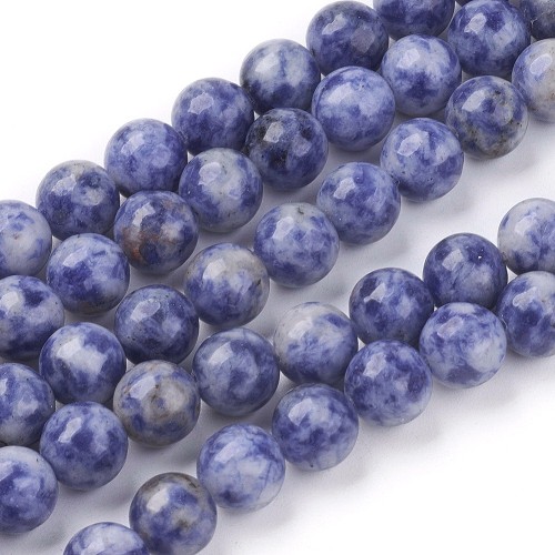 JAS102 Jaspis Blue Spot kamień naturalny koraliki kule 8mm sznur 46szt